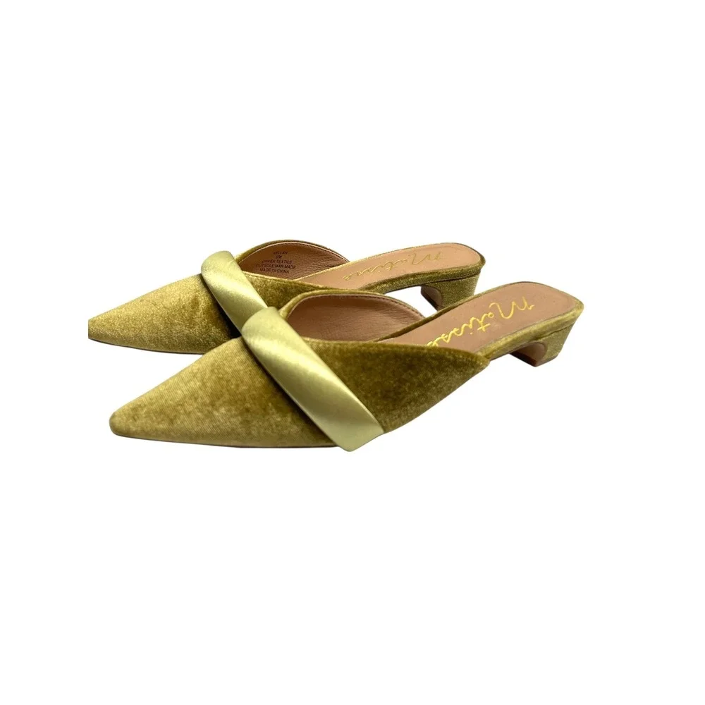 MATISSE Kellan velvet Kitten Heel Slip On Pointed Toe Mules Size 6 green chic - Picture 2 of 12